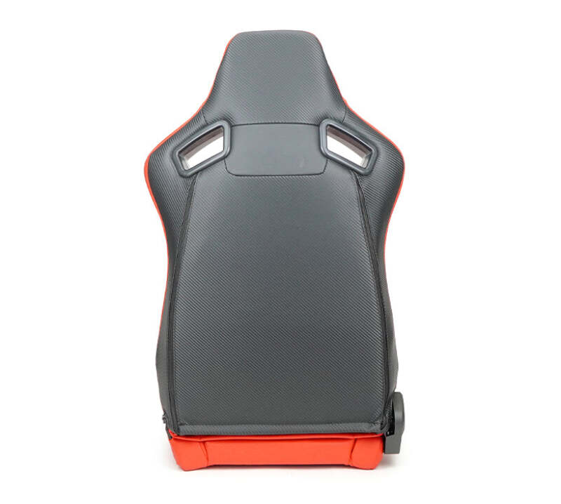 NRG Omega Reclinable Racing Seat (Pair) Red with Black Carbon Vinyl Back