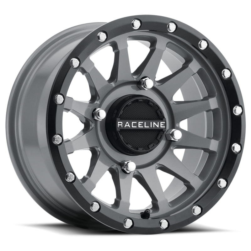 Raceline A95SG Trophy 14x7in / 4x137 BP / 10mm Offset / 110.18mm Bore - Grey &amp; Black Lip Wheel