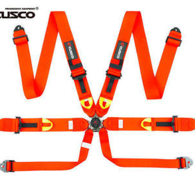 Cusco Universal 6 Point 3in Shoulder 3in Lap w/ Eyebolts (7/16-20UNF Thread) FIA Racing Harness- Red