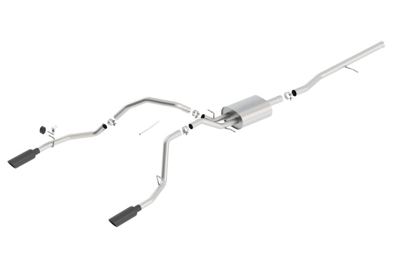 Borla 14 Silv/Sierra 1500 C/B Touring Exh/2.75in in Muffler 2.25inout 4inTIp SS Rear Exit-Blk Chrome