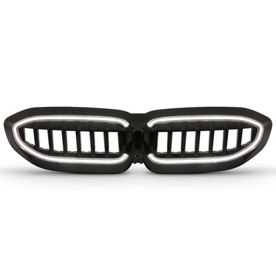 ANZO 19-22 BMW 3 Series Black Housing Full LED Front Grille w/ Initiation & Running Light