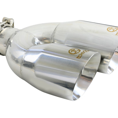aFe Takeda 2.5in 304 Stainless Steel Clamp-on Exhaust Tip Drivers Side 2.5in Inlet 4inDual- Polished