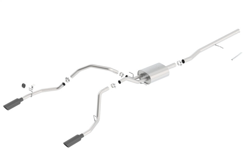 Borla 14 Silv/Sierra C/B Exhaust ATAK 1500 5.3L V8 AT/MT 2&4WD Ext Cab (78.7) WB - Black Chrome