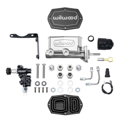 Wilwood Compact Tandem M/C Aluminum 1.00in Bore w/ Bracket/Valve/Push (Mopar) - Chrome P-coat
