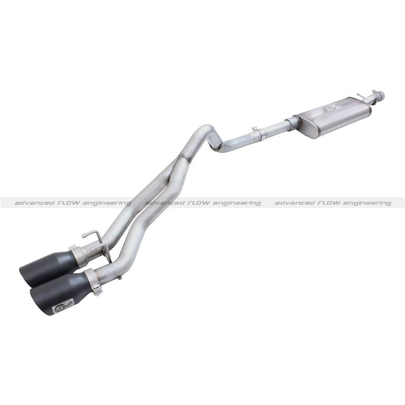aFe Rebel Series Exht 3in SS Middle Side Exit CB w/ Black Tips 11-14 Ford F150 Ecoboost V6 3.5L (tt)