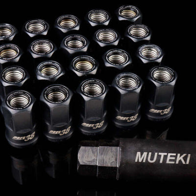 Wheel Mate Muteki HR38 Open End Lug Nuts 12x1.50 Black / Black Ring