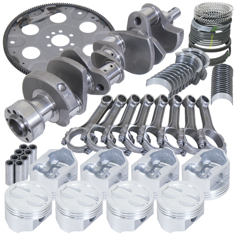 Eagle Chevy 350 1Pc 3.480in Crank 5.700in I-Beam Rods 4.060in Pistons 153 Tooth FP Balanced Assembly