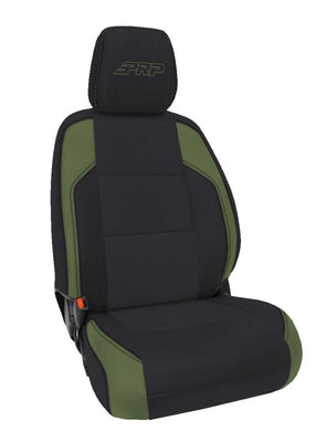 PRP 6-23 Toyota Tacoma Front Seat Covers (Pair) - Black/Olive Green