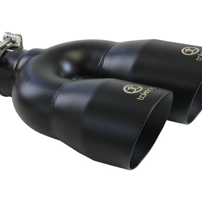 aFe Takeda 2.5in 304 Stainless Steel Clamp-on Exhaust Tip Driver Side 2.5in Inlet 4inDual-Black