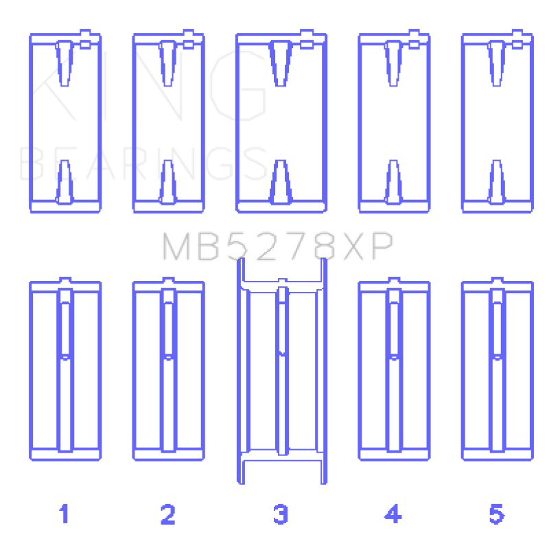 King Engine Bearings Ford 140ci 2.3L L4 (Size .026) Crankshaft Main Bearings (Set of 5)