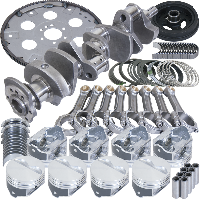 Eagle Chevy 350 1Pc 3.750in Crank 5.700in I-Beam Rods 4.030in Pistons 168 Tooth FP Balanced Assembly