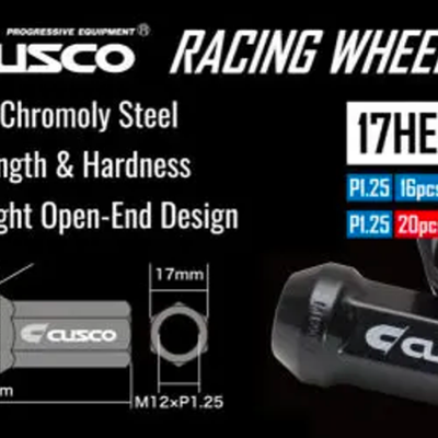 Cusco Universal Wheel Lug Nut Set M12 x P1.5mm - Black  (16pcs)