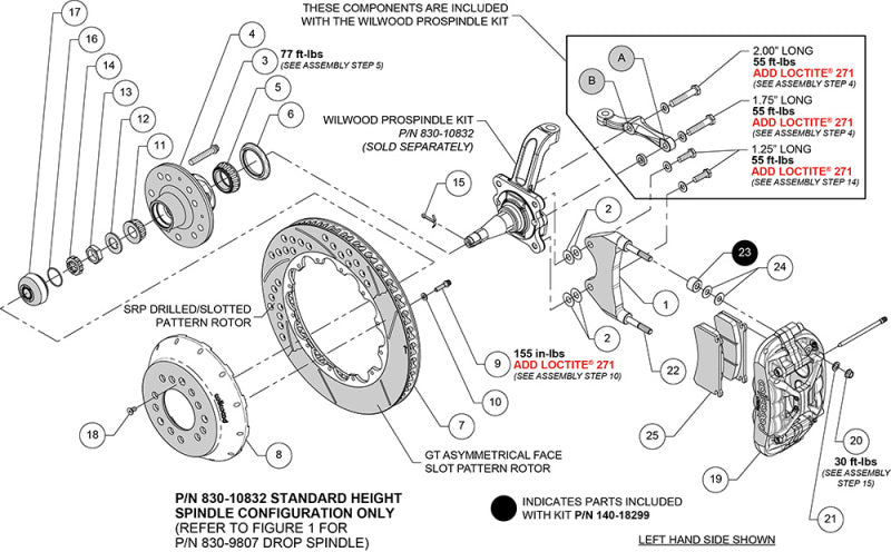 Wilwood kit front XRS6R wwe pro spindle 13.00 rotor GT red
