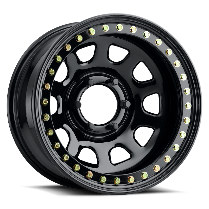 Raceline RT51 Daytona Rock 17x9in/8x165.1 BP/-38mm Offset/130.81mm Bore - Gloss Black Beadlock Wheel