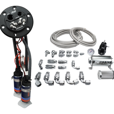 Deatschwerks X2 Series Fuel Pump Hanger w/ Dual DW420 Pumps/PTFE Plumbing kit for 92-00 Honda Civic