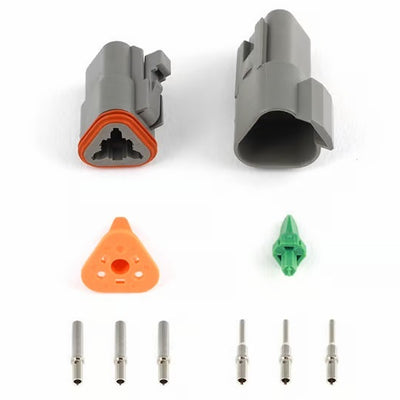Haltech Matching Set of Deutsch DT-3 Connectors (DT06-3S + DT04-3P) - (13 Amp) Plug & Pins