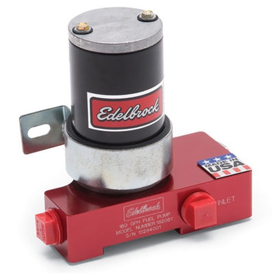 Edelbrock Fuel Pump Electric Quiet-Flo Carbureted 160GPH 1/2In In 1/2In Out 160 GPH Red