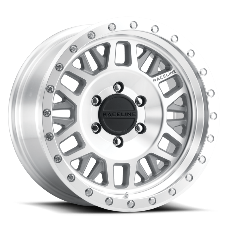 Raceline RT951M Ryno Machined 20x8.5in / 8x165.1 BP/32mm Offset/130.81mm Bore - Machined Beadlock