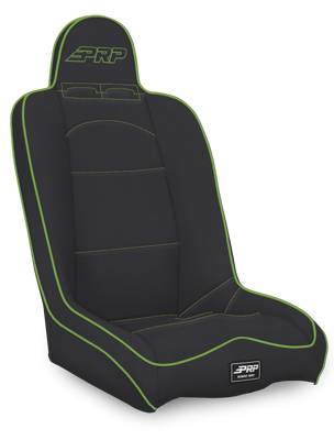 PRP Daily Driver High Back Suspension Seat- Black/Green Vinyl