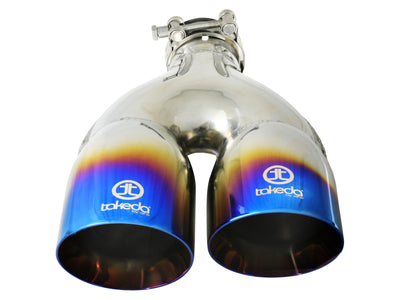 aFe Takeda 2.5in 304 Stainless Steel Clamp-on Exhaust Tip Passenger Side 2.5in Inlet 4inDual - Blue