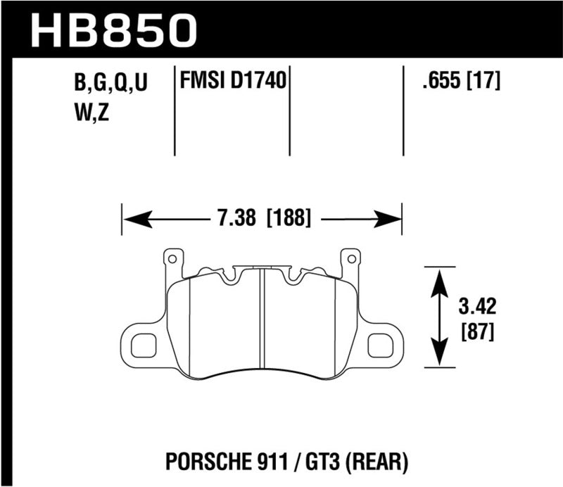 Hawk 14-17 Porsche 911 GT3 HP+ Street/Motorsports Crossover Rear Brake Pads