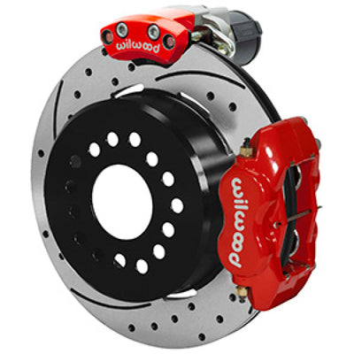 Wilwood Forged Dynalite Rear Electronic Parking Brake Kit - Red Powder Coat Caliper - SRP D/S Rotor