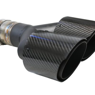 aFe Takeda 2.5in 304 Stainless Steel Clamp-on Exhaust Tip Passenger Side 2.5in Inlet 4inDual-Carbon