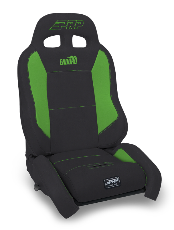 PRP EnduroCrawl Reclining Suspension Seat - Black/Green Vinyl - Driver