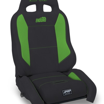 PRP EnduroCrawl Reclining Suspension Seat - Black/Green Vinyl - Driver
