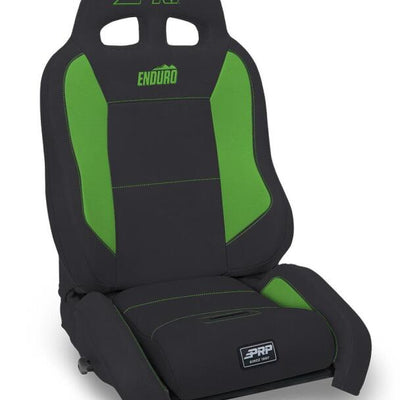 PRP EnduroCrawl Reclining Suspension Seat - Black/Green Vinyl - Passenger