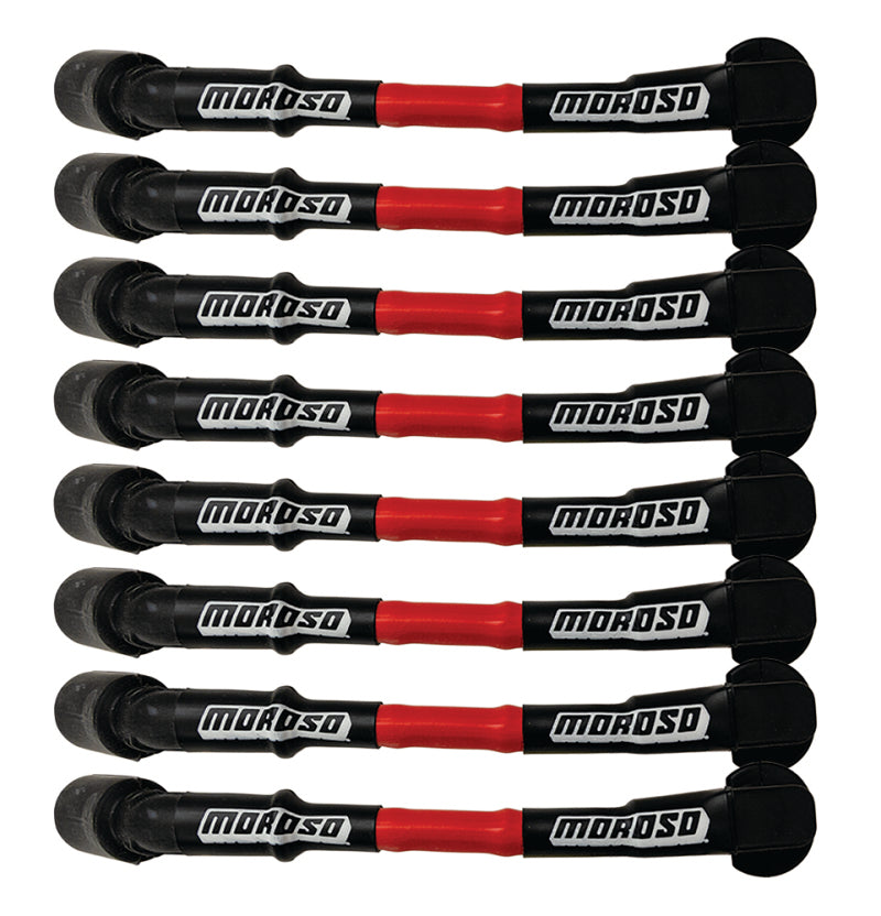 Moroso 9.75in Long Coil On Plug Sleeved Ultra Spark Plug Wire Set - Red
