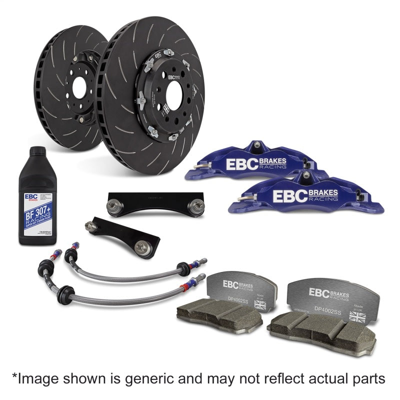 EBC Racing 10-14 Ford Mustang GT 5.0L Blue Apollo-4 Calipers 355mm Rotors Front Big Brake Kit