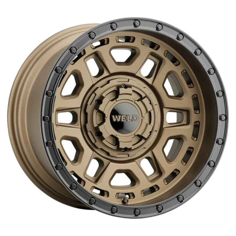 Weld Off-Road Crux 22x12in / 6x135 BP / ET -44 / 106.1mm Bore - Satin Bronze/Satin Black Ring Wheel