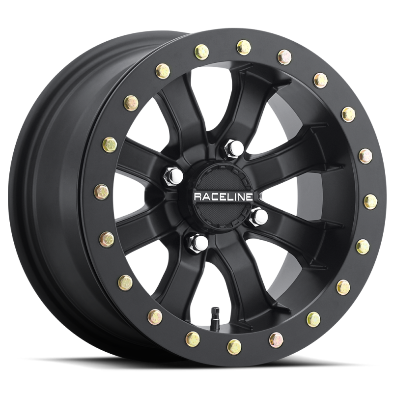 Raceline A71B Mamba 14x10in / 4x156 BP / 5+5 0mm Offset / 132.5mm Bore - Satin Black Beadlock Wheel