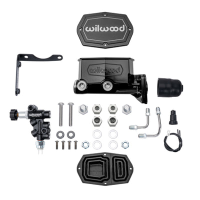 Wilwood MOPAR Compact Tandem M/C Kit w/ P-Valve 1.12in Bore - Black
