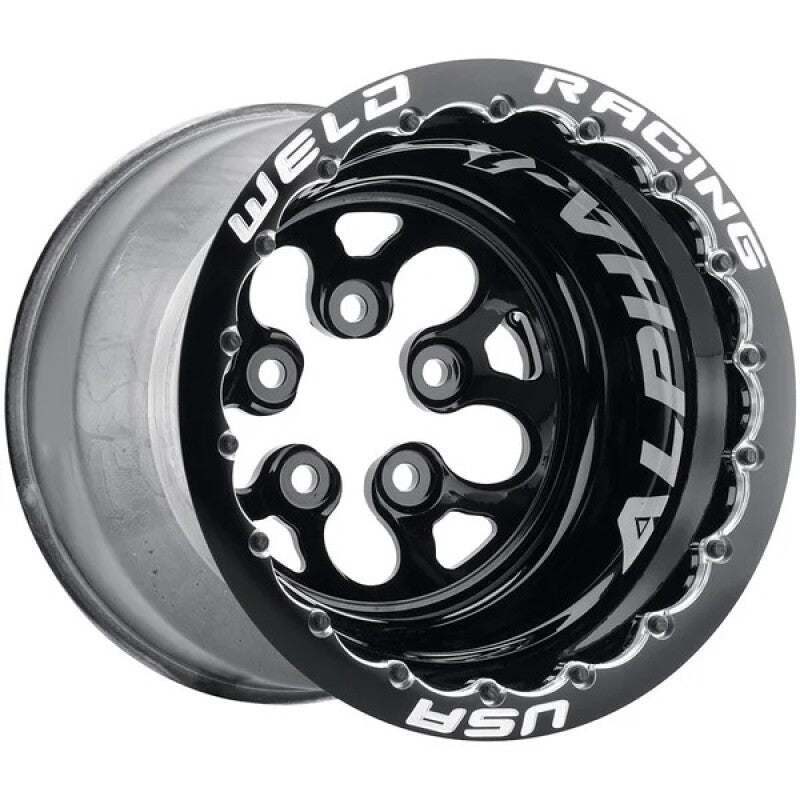 Weld Alpha-1 15x13 / 5x4.75 BP / 4in. BS Black Wheel - Black Double Beadlock MT