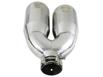 aFe Takeda 2.5in 304 Stainless Steel Clamp-on Exhaust Tip Drivers Side 2.5in Inlet 4inDual- Polished