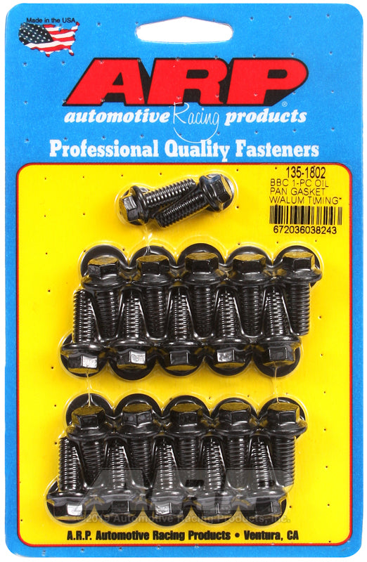 ARP BB Chevy 1-pc Oil Pan Gasket w/ Alum Timing Cover Hex Bolt Kit