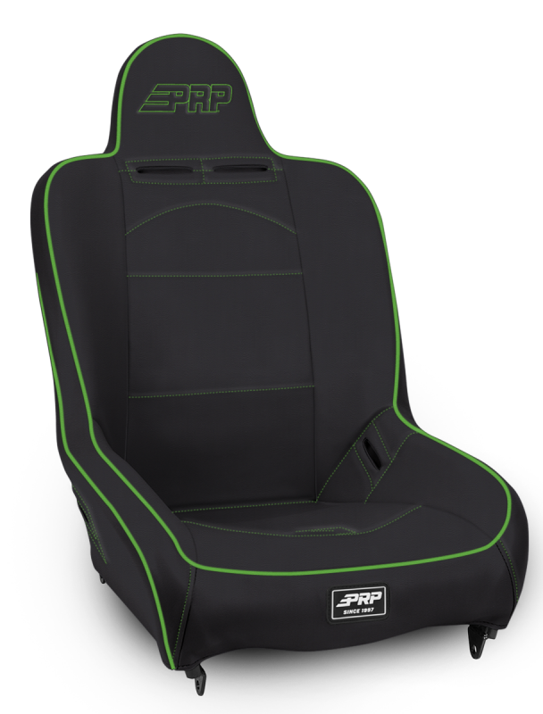 PRP Premier High Back Suspension Seat- Black/Green Vinyl