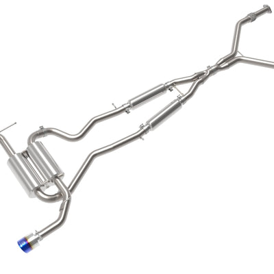 aFe 14-15 Infiniti Q50 V6 3.7L Takeda 2-1/2in 304 SS Cat-Back Exhaust System w/ Blue Flame Tips
