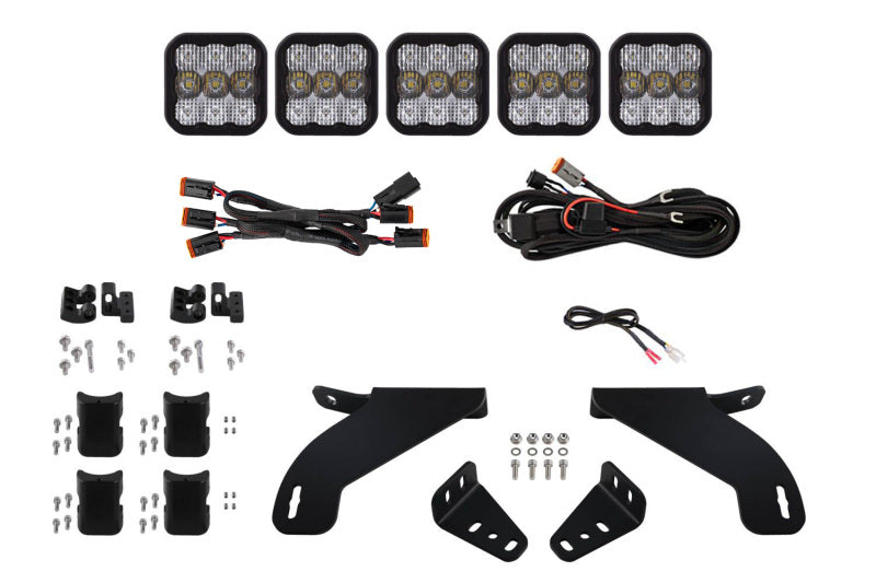 Diode Dynamics 21-22 Ford F-150 SS5 Grille CrossLink Lightbar Kit - Sport - White Combo