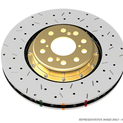 DBA 2004 STi 10 Stud Hole Front Drilled & Slotted 5000 Series 2 Piece Rotor Assembled w/ Black Hat