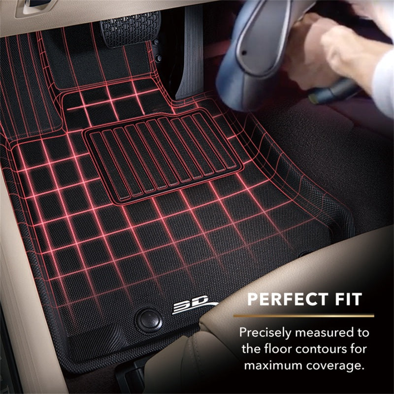 3D MAXpider 2007-2015 Audi Q7 Kagu 1st & 2nd & 3rd Row Floormats - Black