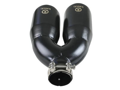 aFe Takeda 2.5in 304 Stainless Steel Clamp-on Exhaust Tip Passenger Side 2.5in Inlet 4inDual - Black