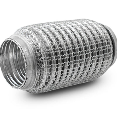 Vibrant SS Flex Coupling w/ Interlock Liner and Mesh Braid 2.25in Inlet/Outlet x 6in long