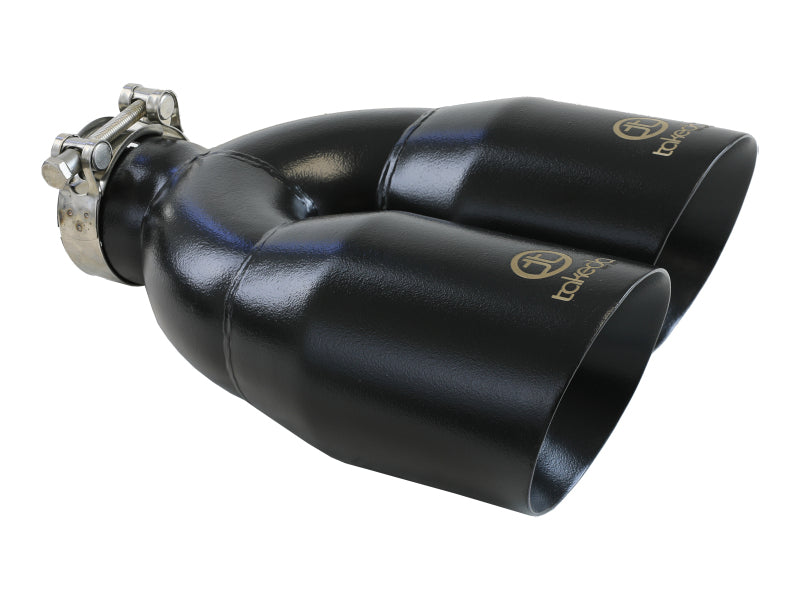 aFe Takeda 2.5in 304 Stainless Steel Clamp-on Exhaust Tip Passenger Side 2.5in Inlet 4inDual - Black