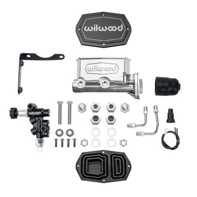 Wilwood MOPAR Compact Tandem M/C Kit w/ P-Valve 1in Bore - Chrome Powdercoat
