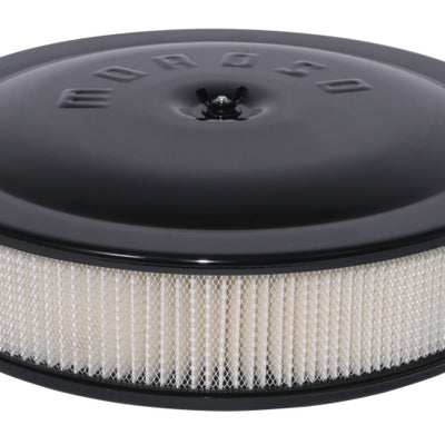Moroso Racing Air Cleaner - 14in x 3in Filter - Aluminum - Black Powder Coat