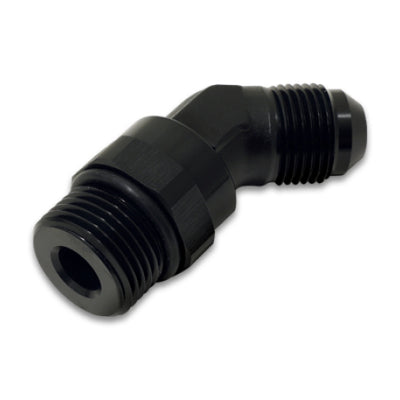 Vibrant -8AN Male to Male -8AN Straight Cut 45 Degree Adapter Fitting - Anodized Black