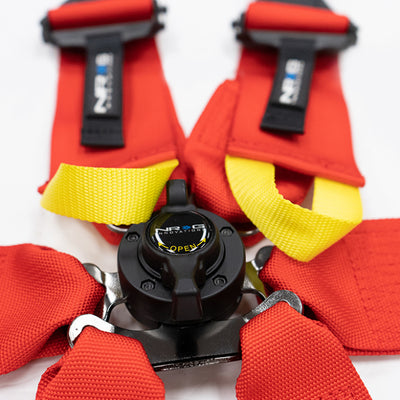 NRG FIA 6pt 2in. Shoulder Belt for HANS Device/ Rotary Cam Lock Buckle/ 3in. Waist Belt - Red